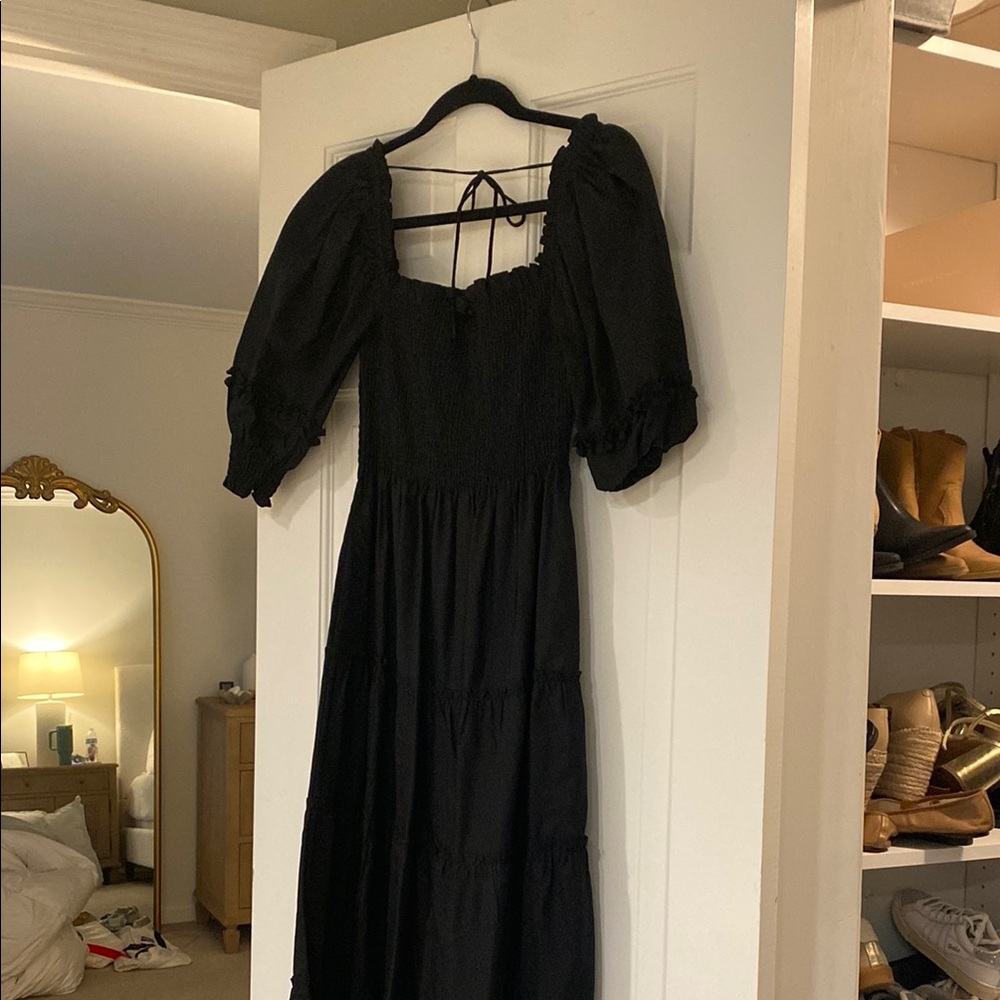 Elegant Black Smocked Dress